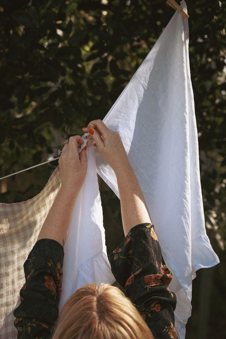Lisiére Tea Towel - White - Premium French Linen