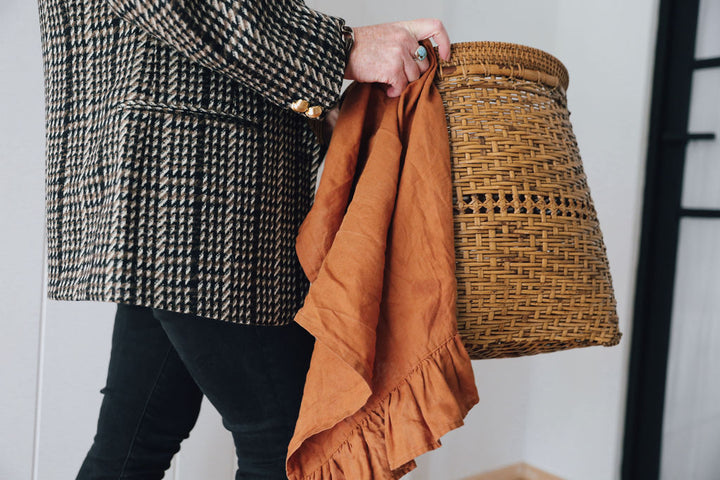 Lisiére Tea Towel - Rust - Premium French Linen