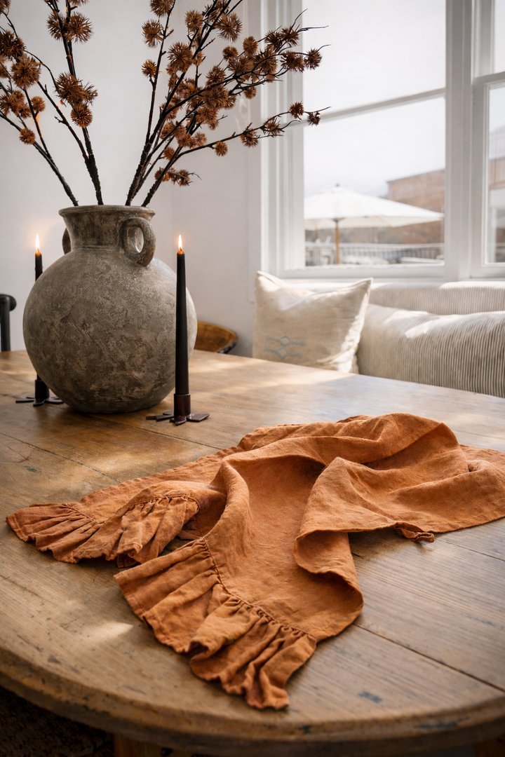 Lisiére Tea Towel - Rust - Premium French Linen