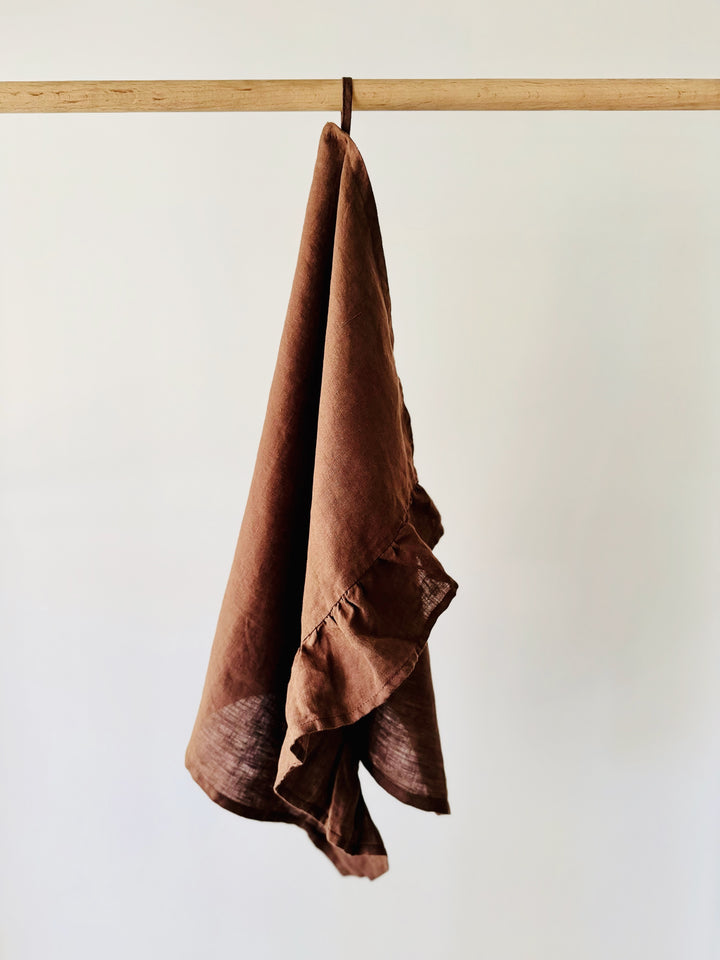 Lisiére Tea Towel - Chocolate - Premium French Linen