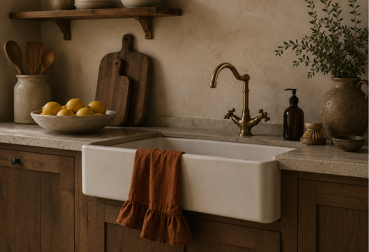 Lisiére Tea Towel - Rust - Premium French Linen